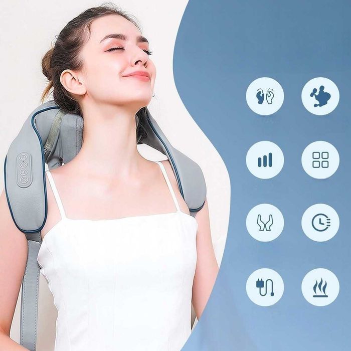 Aparat masaj cervical wireless cu incalzire reincarcabil USB 2000mAh