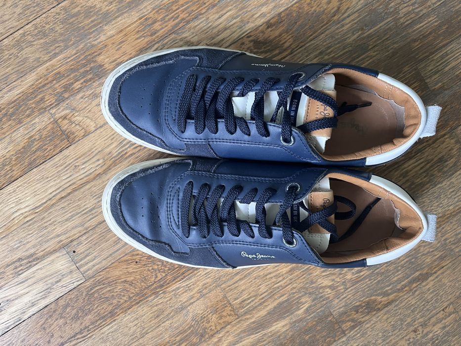 Тъмно сини мъжки кожени маратонки Pepe Jeans