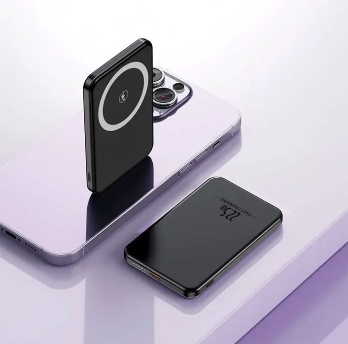 Безжично Магнитно зарядно за смартфон - iPhone/Samsung
