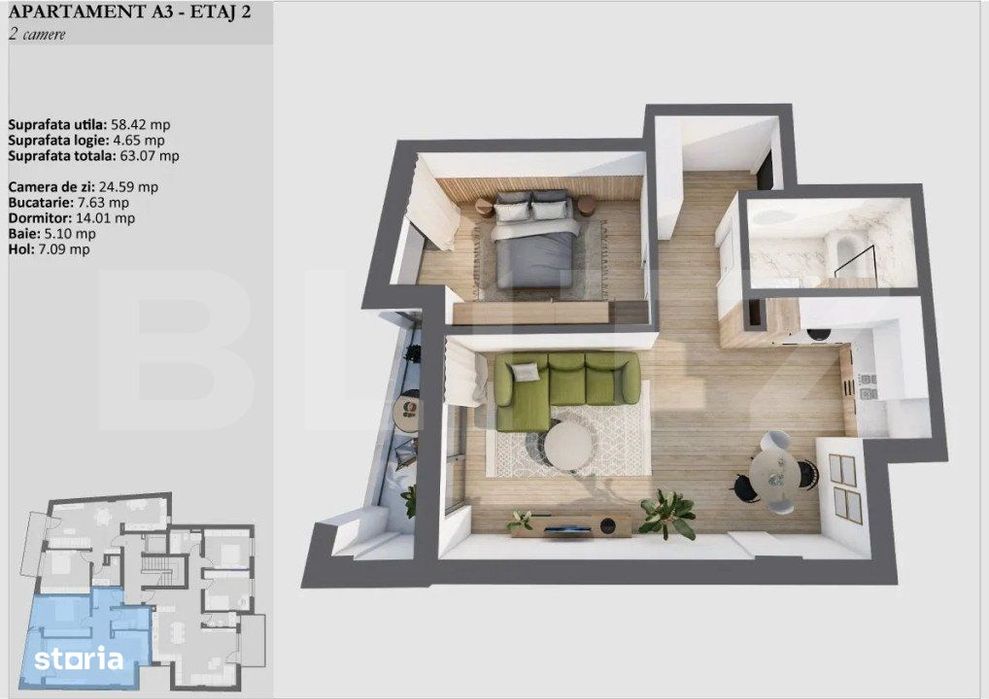 Apartament de 2 camere, bloc premium, etaj intermediar, Zona Semicentr — fotografia 1