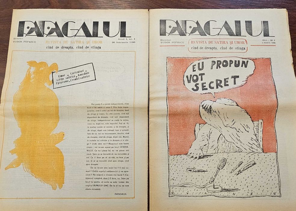 Lot 11 Reviste Satiră și Umor 1990 (Papagalul nr 1, Spinul nr 1, Fraierul Român)