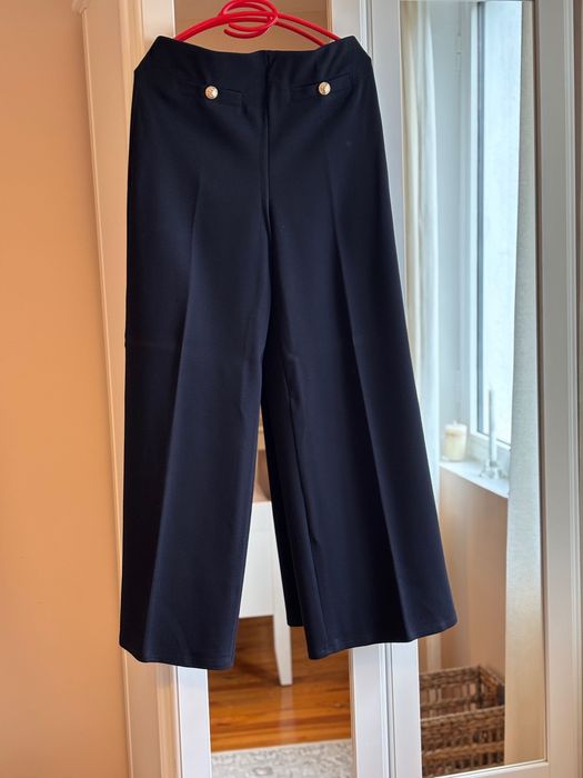 Тъмно син широк панталон