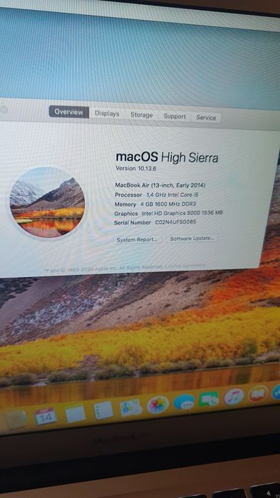 Macbook Air A1466/2014, 128 gb ssd