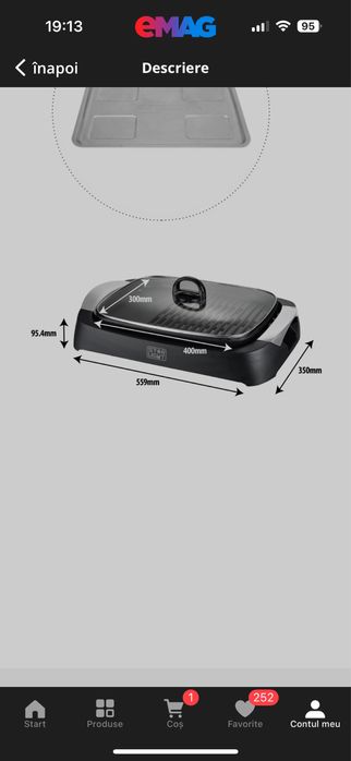 Gratar electric Star-Light EGA-2200W, plita 30 x 40 cm, negru