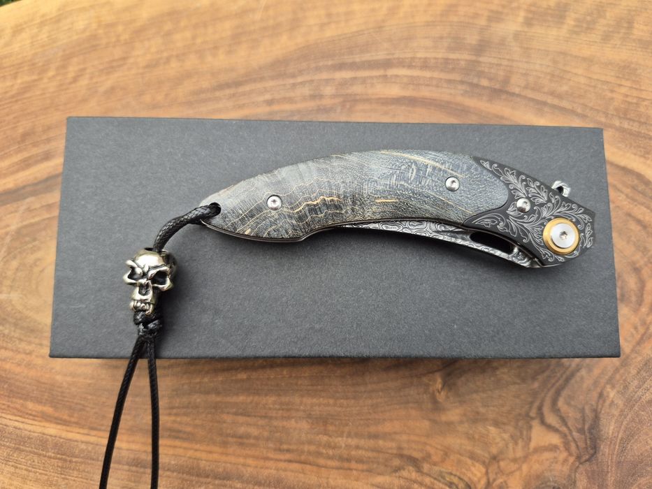 Уникален сгъваем ръчно изработен нож,Дамаска стомана VG10 с кания,SD14