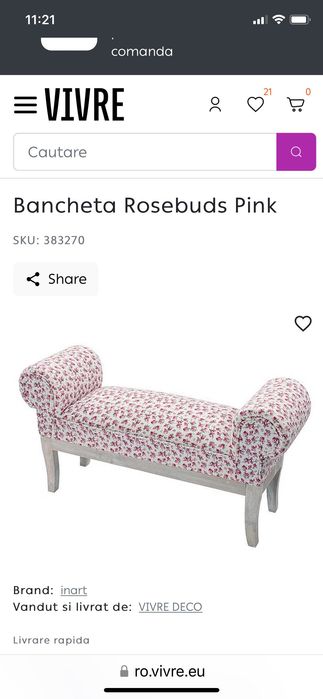Bancheta Rosebuds Pink