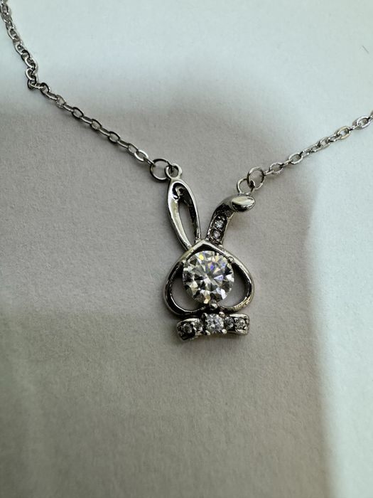 Сребърно колие с висулка и мойсанит (Диамант) 0.5 карата