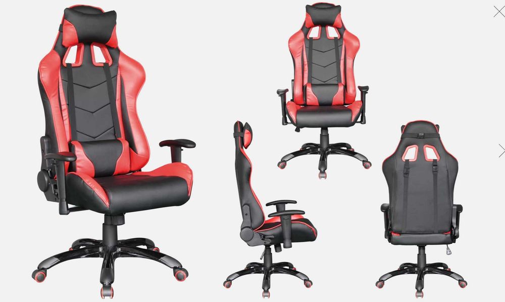 Scaun de birou gaming rosu negru tetiera