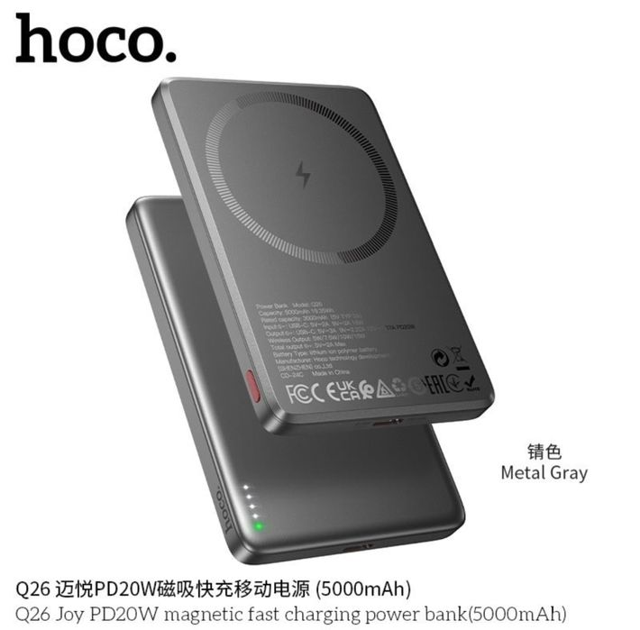 Hoco Q26/Q26A Joy 2в1 Ультра Тонкий 5000/10000 mAh PD-20W Power Bank