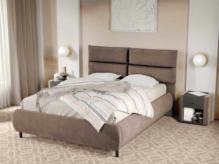 Pat Tapitat Cairo Cappuccino Velluto 29 rabatabil cu perne pe spatar