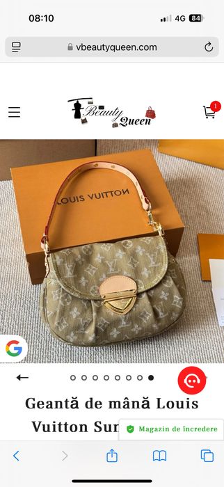 Geanta Louis Vuitton din denim kaki model sunset