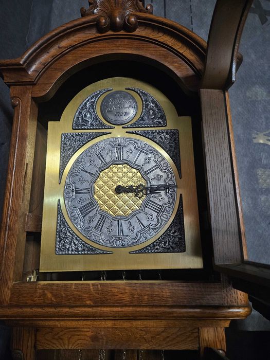 Vand ceas de podea cu 3 greutati carcasa lemn masiv