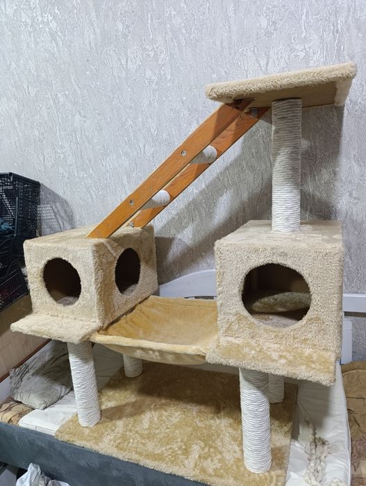 Котодомик когтеточка для кошек лежак 3 этажа