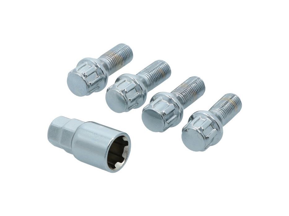 Set prezoane auto antifurt Carpoint tip G, M14x1.5x26 mm conic, 4 bucati cu cheie speciala, pentru Audi Rover Seat Skoda VW