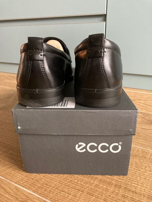 ECCO Чисто Нови Черни Мъжки Кожени Мокасини EU 42