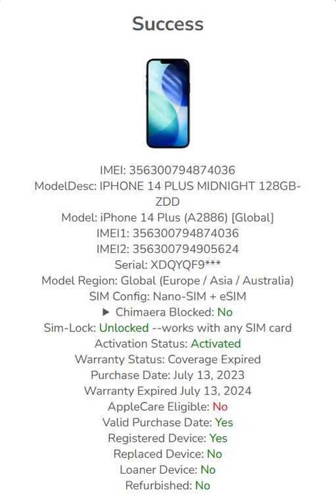 Apple iPhone 14 Plus MIDNIGHT 128GB