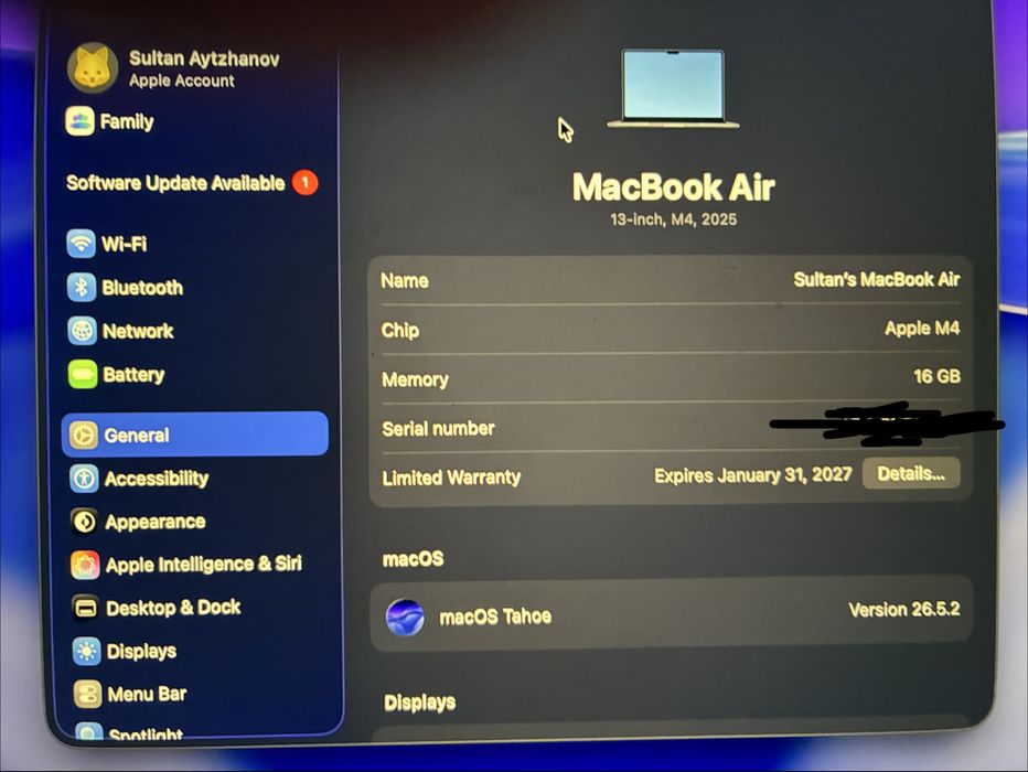 Macbook Air m4 16 Gb ОЗУ