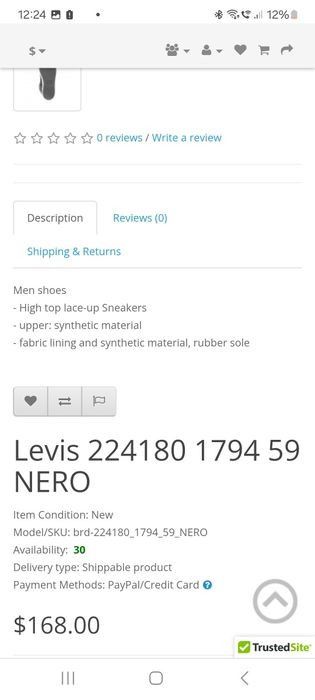 Sneakers /Adidasi Levis 224180 1794 59 NERO 43/44