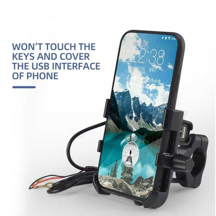 Suport telefon moto, atv, aluminiu, usb charge 2.1A