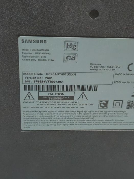 Televizor Samsung 43AU7092, 108 cm, Smart, 4K Ultra HD, LED, -T-