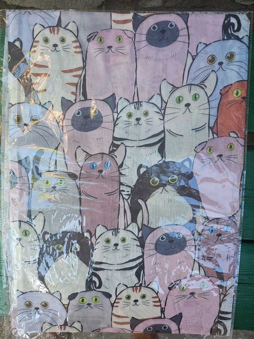 Шал памук и кашмир с котки