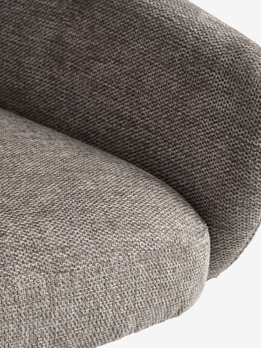 К-кт 6 бр. кухненски столове, въртящ се, текстил, цвят пясък/черно