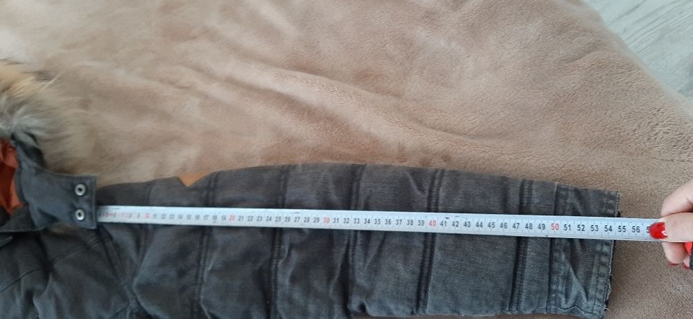 Детско зимно яке естествен пух от лисица на качулката Ръст 146-152