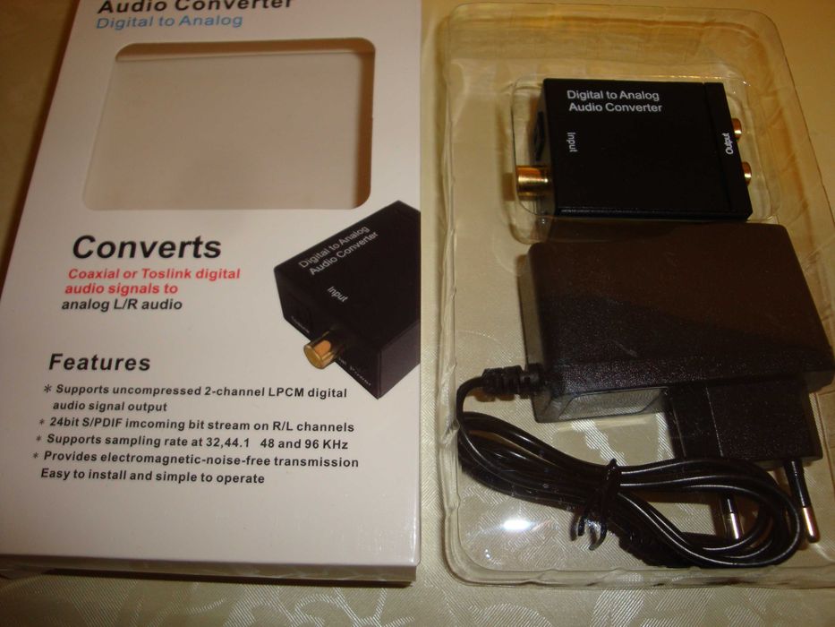 Adaptor audio digital DAC optic analogic RCA jack coaxial TV player