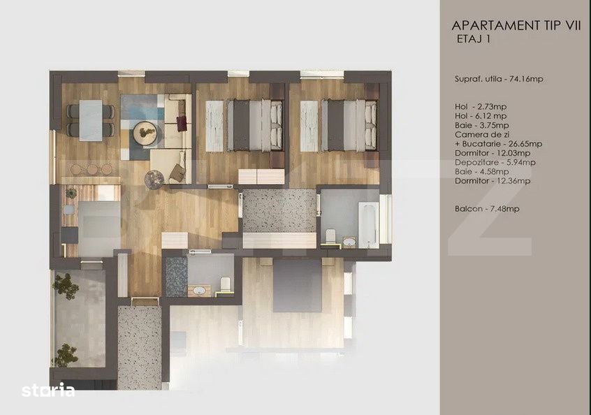 Apartament 3 camere, finisaje premium , Tractorul