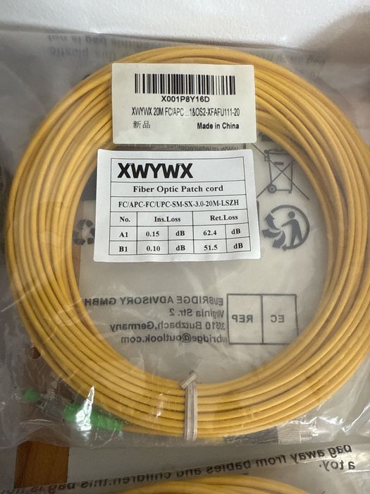 Cablu Patch Fibra Optica 20m XWYWX SM SX/DX LSZH 3.0mm / SC ST LC FC