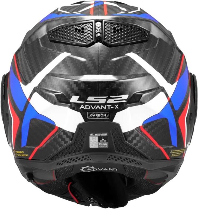 Нова Мотоциклетна Модуларна Каска за Мотор LS2 FF901 Advant X Carbon Future II, XL, Gloss White/Blue ECE 22.06 1550 гр