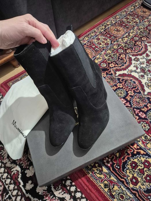 Botine Massimo Dutti nr. 37, piele intoarsa, toc 10 cm