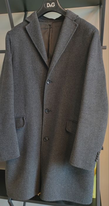 Пальто серое лёгкое шерстяное Mango