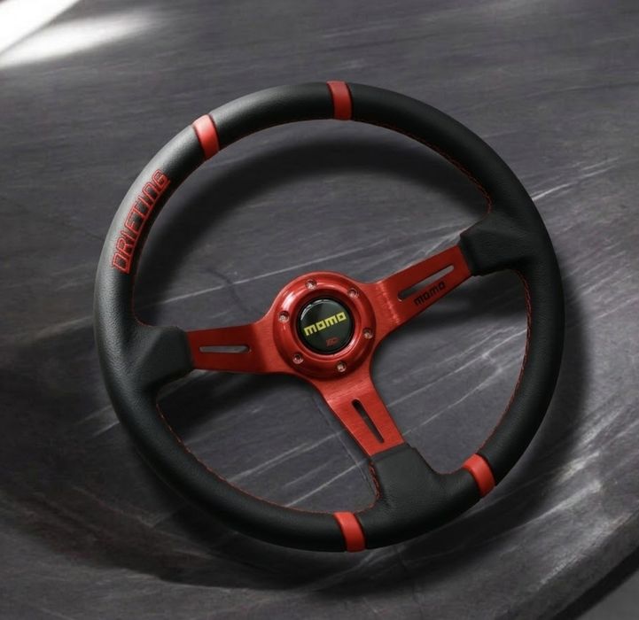 Спортивный руль MOMO Drifting (Красный, с выносом) + Кнопка сигнала