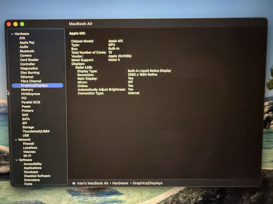 Лаптоп MacBook Air 13” M3 16GB RAM 512GB Midnight Blue ! ЧИСТО НОВ !