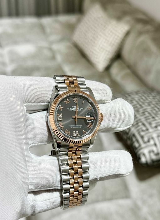 rolex datejust 36mm сребро злато