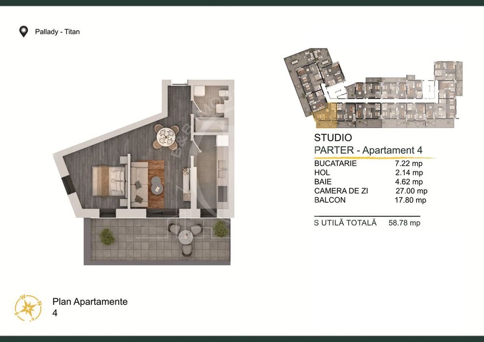 Apartament 2 camere Titan-Pallady Parcare Gratuita