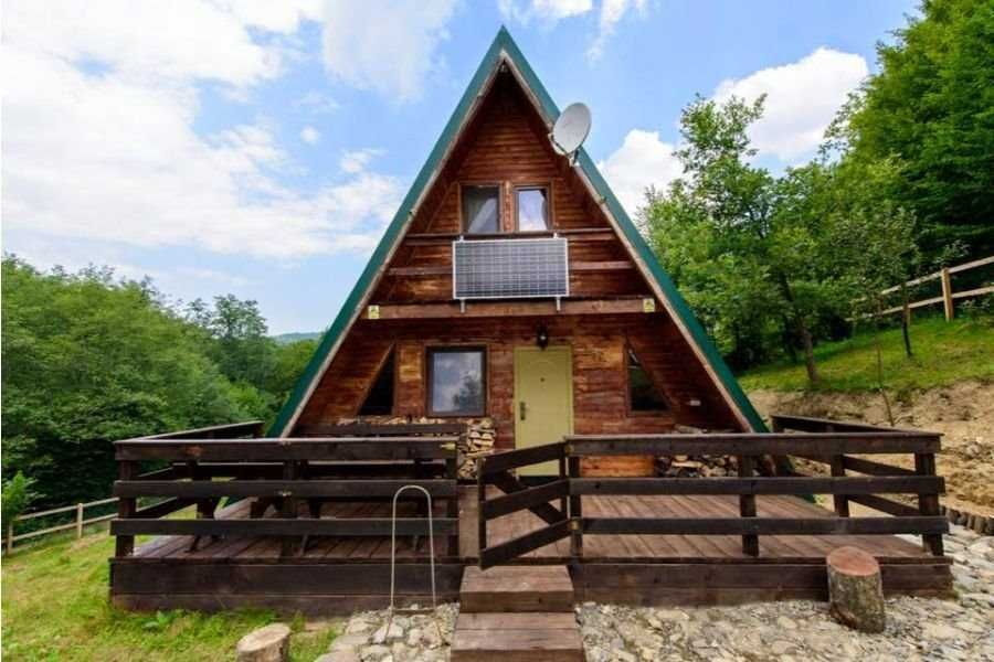 Casa, Cabana stil A-Frame, Foisoare si Terase din structura de lemn