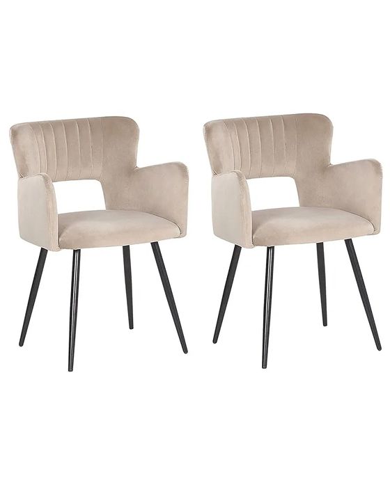 Set 2 scaune sufragerie din catifea gri Beliani, pret /set 2 bc