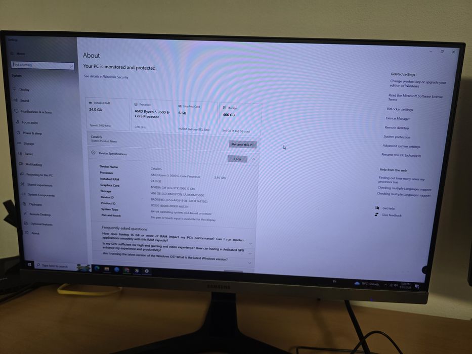PC Gaming Complet Ready to Play – Ryzen 5 3600 | RTX 2060 6GB | 24GB RAM |Răcire pe apă AIO |Monitor Samsung 24" IPS + Tastatură HyperX