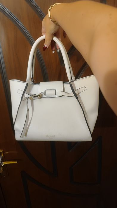 Белая фирменная сумка Celine