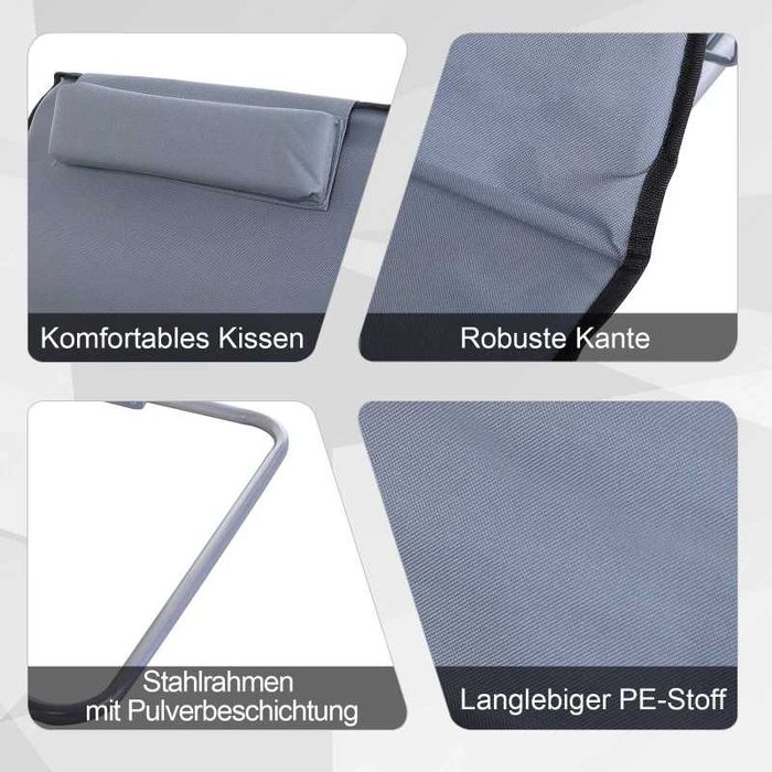 Сгъваем шезлонг Outsunny,  с регулируема облегалка в 5 позиции