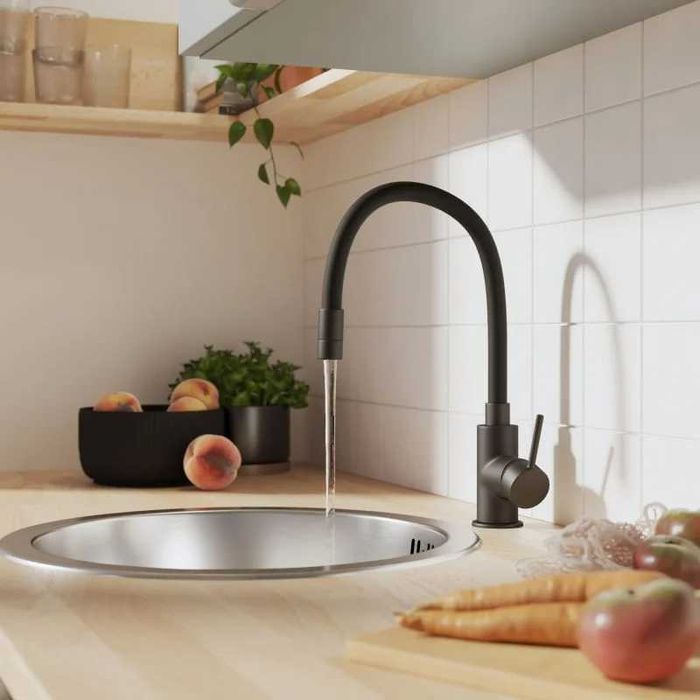 Baterie bucatarie Delinia Eleki, monocomanda, negru, sigilata