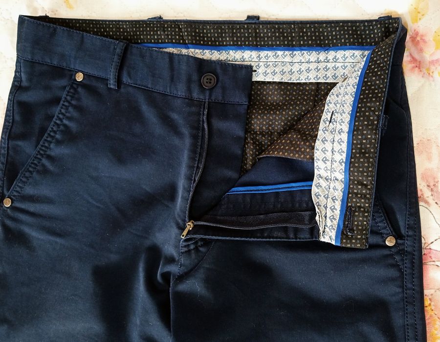 Брюки школьные, синие, р.46