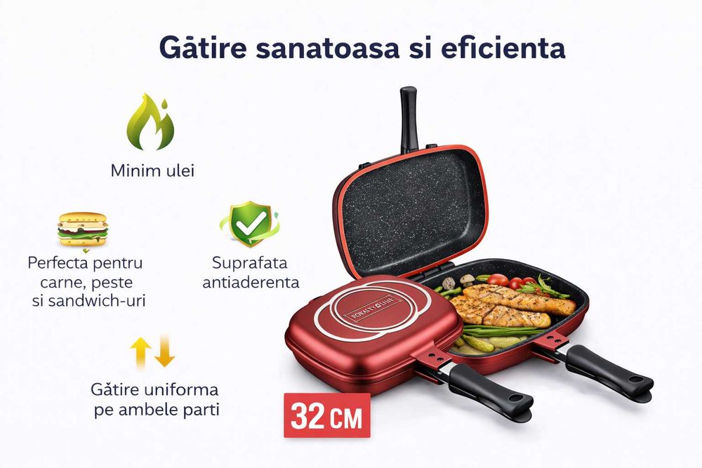 Royalty Line Tigaie Dubla Grill Marble 32 cm