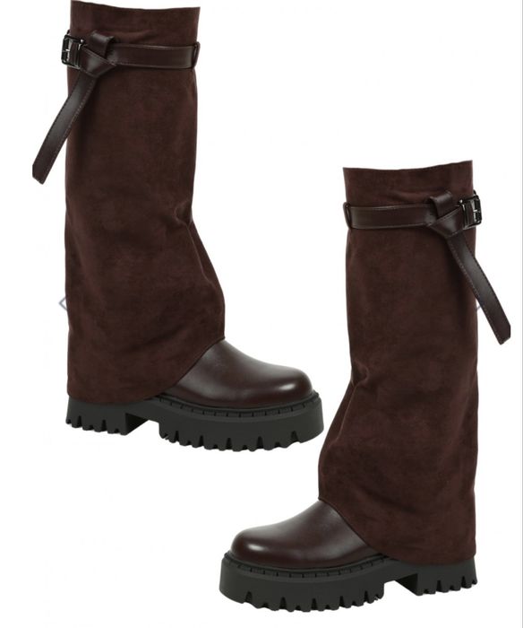 Ежедневни дамски ботуши в черно и кафяво