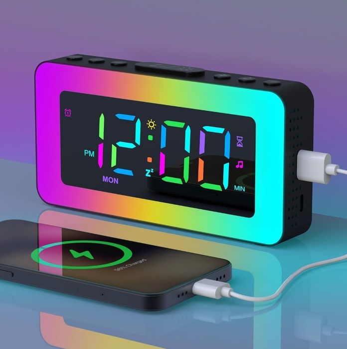 AFEXOA Ceas electronic cu alarma si lumini de noapte