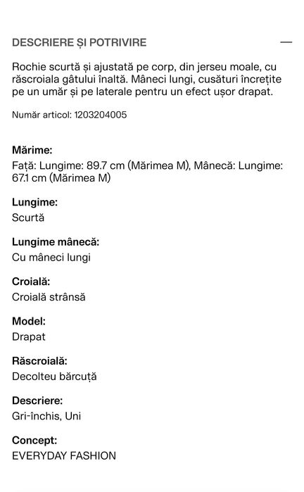 Rochie din jerseu cu încrețituri M