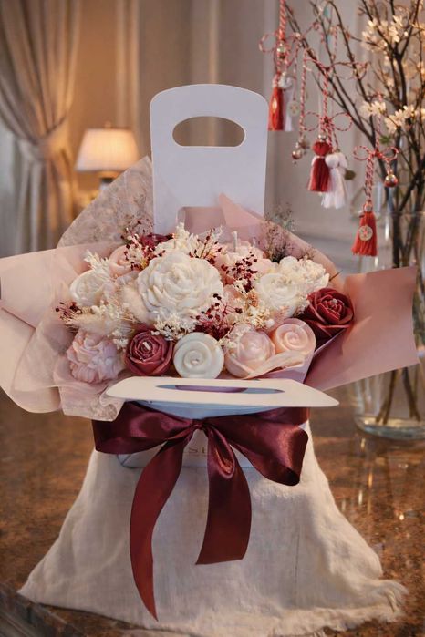 Buchet aranjament lumânări ceara soia parfumata