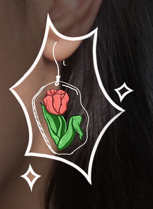 Акриловые серьги с цветами